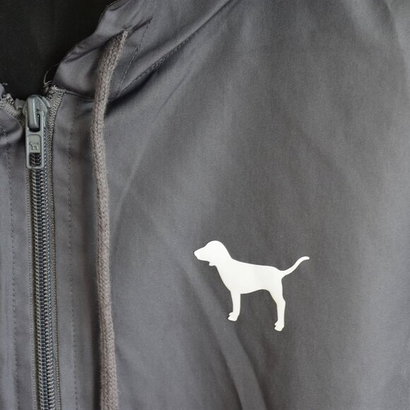 Women's Victoria's Secret Pink Dog Logo Hoodie Half Zip Windbreaker XSMALL Black - Picture 4 of 9